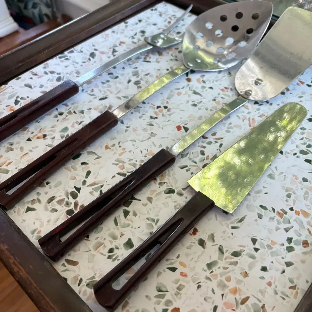Vintage Stanhome Kitchen Utensil Set Bakelite Handles Stainless